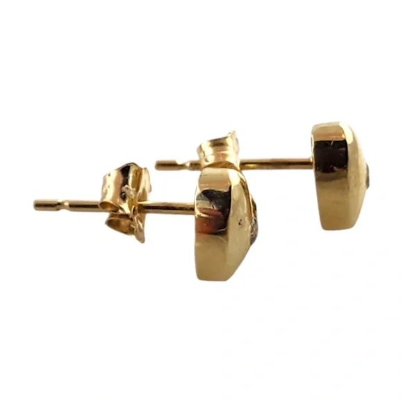 14 Karat Yellow Gold Diamond Heart Stud Earrings #19178 - Picture 4 of 7